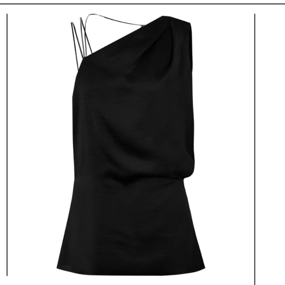 REISS Adalee Strappy Satin Top – Black (Size 6) - Picture 2 of 9